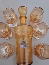 Murano - Bottiglia Vintage Vetro Di Murano E 6 Bicchieri Da Cognac O Liquore