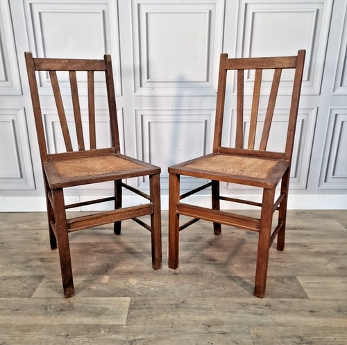 Pair antique wooden chairs - wooden,