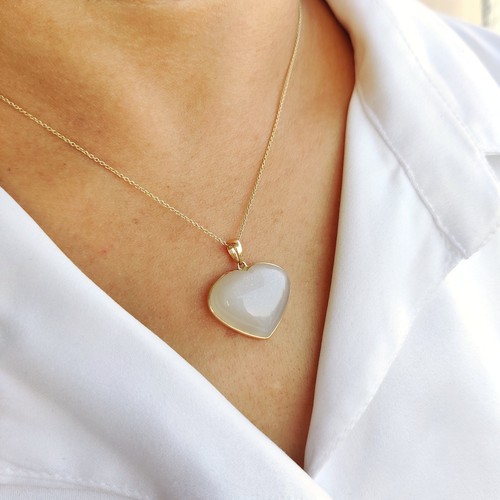 Ciondolo cuore pietra luna - cuore,