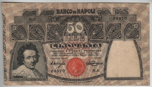 Italia regno banconota - -, lire