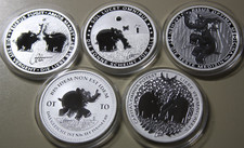 Tuvalu 5 x 1 dollaro 2020 + 21 + 22 + 23 + 24 Otto Waalkes 5 oz argento #F7271 ottimizzanti