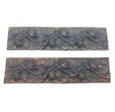 2 PLACCHE/FREGI PER MOBILI-IN OTTONE-STILE LIBERTY-ROSE/FLOREALE-ANNI 50-VINTAGE