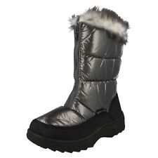 Donna Reflex Peltro Zip Up Front Pelliccia Finta Top E Fodera Neve Stivali F4334