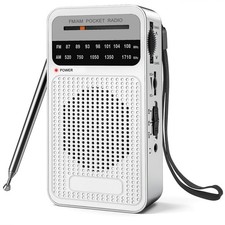 Radio AM FM radio a banda completa radio a transistor con altoparlante argento S9X46416