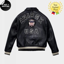 Men Avirex Black Real Bomber
