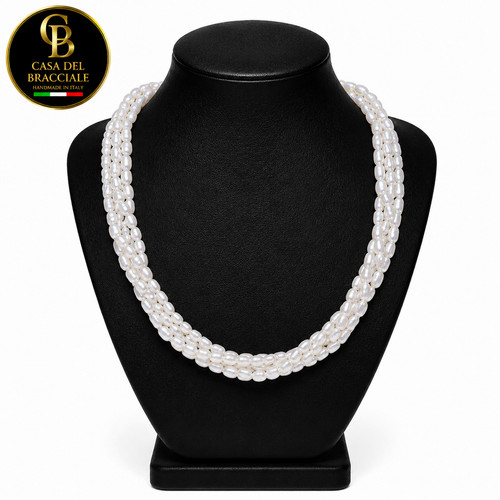 Collana perla fiume triplo - di,