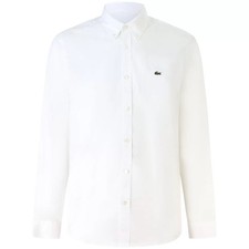 LACOSTE - Camicia bianca con mini logo per uomo
