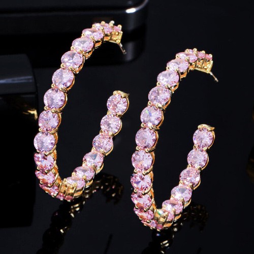 Orecchini cerchio rosa - a,