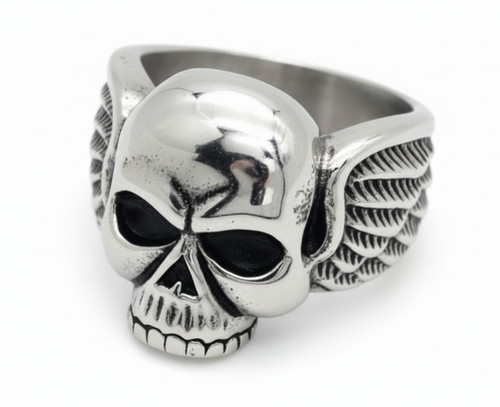 Anello uomo teschio alato - uomo,