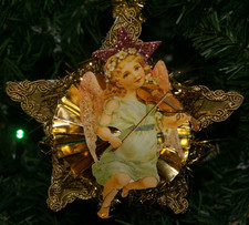 Victorian Angel Playing Violin Christmas Ornament Handmade Melodic Collectible