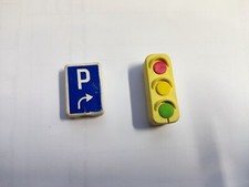 MULINO BIANCO COPPIA GOMMINE SEGNALE STRADALE e SEMAFORO Vintage Anni 80.