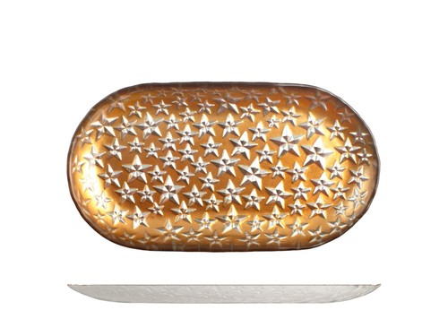 Piatto ovale vetro dorato - piatto,
