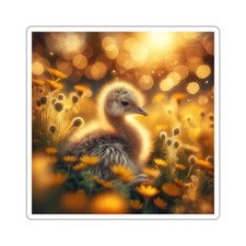 Adesivo struzzo pulcino fiori