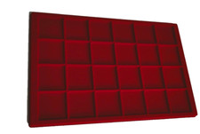 VASSOIO GRANDE PER MONETE IN FLOCCATO VELLUTO ROSSO 24 CASELLE/POSTI MASTERPHIL