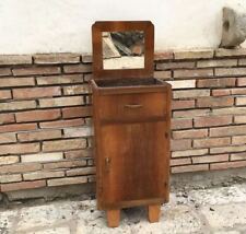 Antico comodino radica di legno primi '900 design art deco  con specchio 