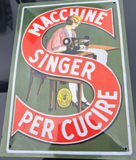 Singer Macchine da Cucire Insegna Pubblicitaria in Latta