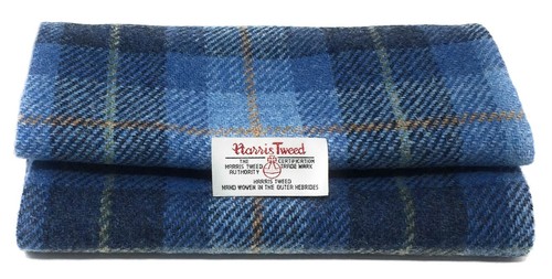 Tessuto tartan blu tweed