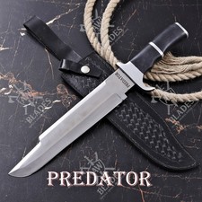 Coltello Bowie Fatto a Mano Predator Machete Film Replica Acciaio Inox Con Fodero