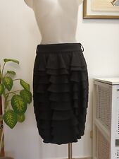 Gonna Nera A Balze 100% Lana Made In Italy