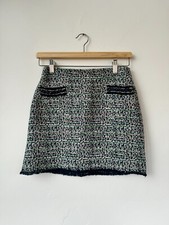 Gonna Pinko Donna 38 IT Blu, Rosa e Verde Tweed Misto Cotone Pre Owned