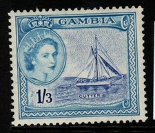 GAMBIA SG179 1953 1/3 ULTRAMARINE & PALE BLUE MTD MINT