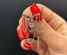 Piercing da Ombelico con Ali Zirconi rosa e Catena in Acciaio Chirurgico