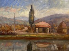 "Paesaggio" Dino Migliorini (1907/2005) Olio Su Tavola 67x50, con cornice 82x66