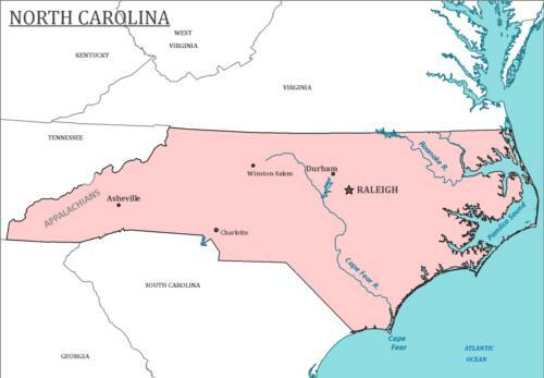 North carolina state road - state, map