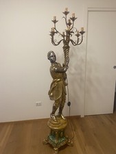 LAMPADA DA TERRA STATUA BAROCCA MORO VENEZIANO IN LEGNO DIPINTO 215CM XX SEC.