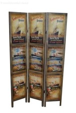 PARAVENTO MARINARO DOPPIA FACCIA DIVISORIO SEPARE' IN LEGNO MARINA  3 BATTENTI 