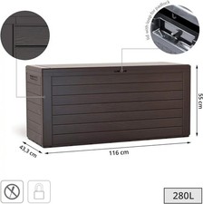 Baule da Esterno 280L Marrone – Contenitore Multifunzionale 116x43,8x55cm