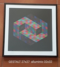 Victor Vasarely Stampa GESTALT in Cornice Alluminio 32x32 