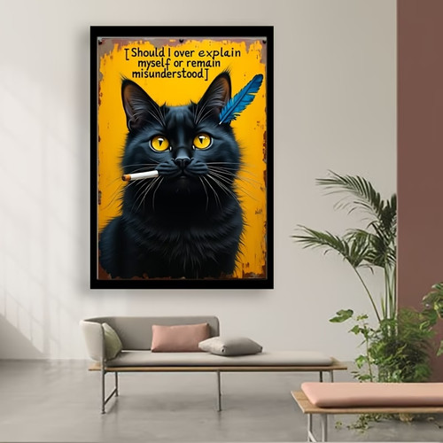 Poster divertente gatto nero