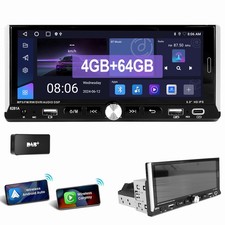 Autoradio DAB+ 4+64GB Apple Carplay singolo 1DIN Android 14 con Bluetooth GPS RDS