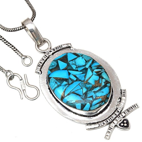 Collana blu rame turchese