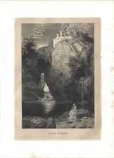 Stampa antica POZZUOLI BAGNO DI DIANA Golfo di Napoli 1876 Antique print