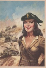 CARTOLINA  TEMATICA MILITARI ILLUSTRATORE DONNA GUERRA VITTORIA NON VIAGGIATA