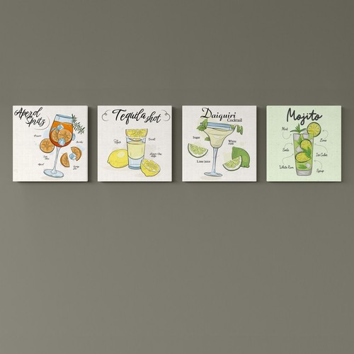 Set quadri cocktail - set, bar"