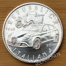 5 EURO ARGENTO ITALIA 2010 CENTENARIO ALFA ROMEO - IN CAPSULA - COME DA FOTO