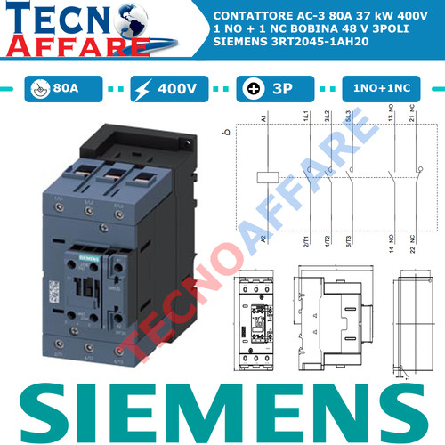 Contattore 80a 37kw - ac-3p, 400v
