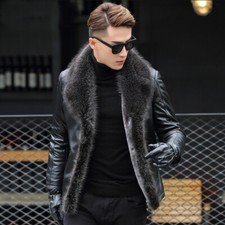Giacca vera pelle uomo collo