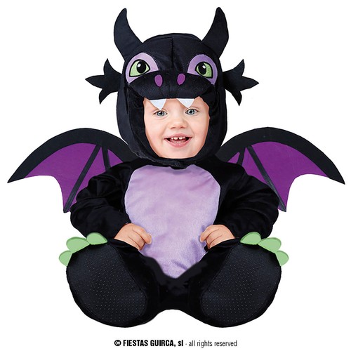 Costume baby drago nero 18 - baby, 12-18