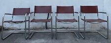 Sedia Set 4 Sedie da Ufficio in Metallo e Seduta Bordeaux Vintage Modernariato