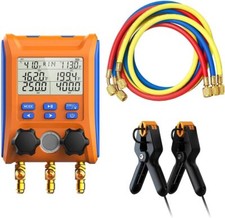 Elitech HVAC Manometro Collettore Digitale Valvola a 2 Vie Misuratore AC con Tubi LMG-10+Tubi