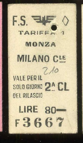 Biglietto treno ferrovia monza - biglietto,