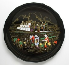 Piatto decorativo vintage Longwy Château du Clos Vougeot - decorato a mano à la Main