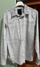 Camicia GUESS Taglia XS Uomo Shirt Manica Lunga Cotone Bianco Quadrettato Nero