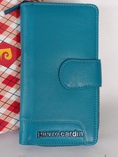 Portafoglio Donna VERA PELLE Pierre Cardin Portamonete Portacarte RFID Turchese