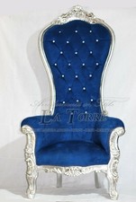 Trono Poltrona stile Barocco argento velluto blu Swarovski Ar7579