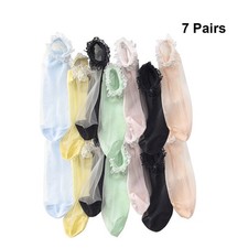  7 paia di deliziosi calzini ultrasottili calzini corti elastici in pizzo